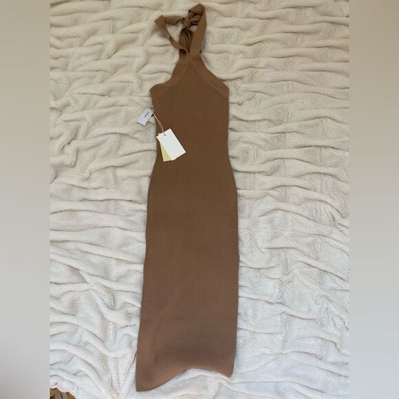 NWT Wilfred Cayenne halter dress Gold Camel - Picture 2 of 5